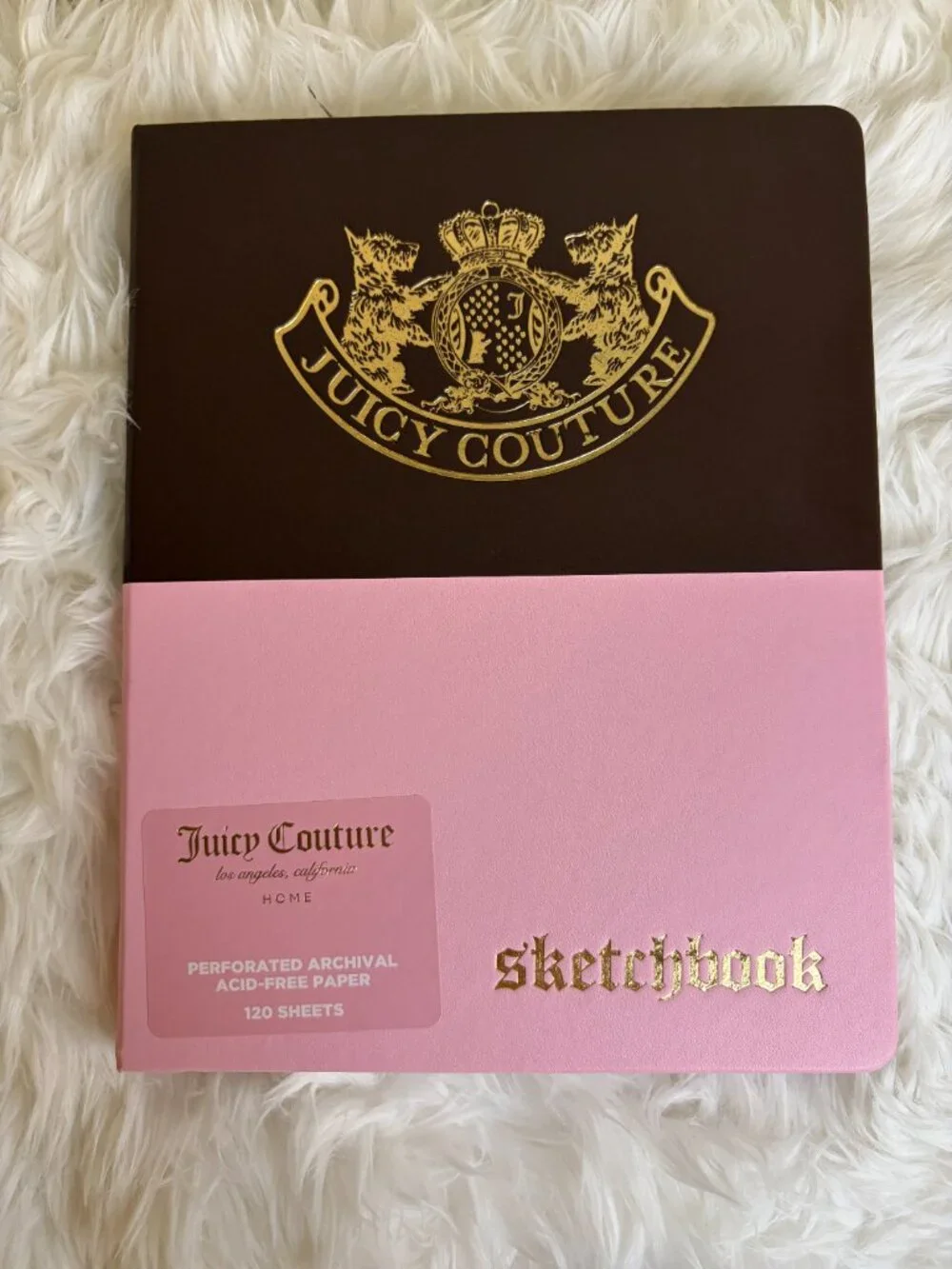 Juicy Couture Home Pink Brown Sketchbook 120 Sheets Acid Free Paper NWT